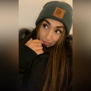 Cute Carhartt Beanies, Bundle of 2- Fleece Lined Pom beanie, Neon Orange beanie